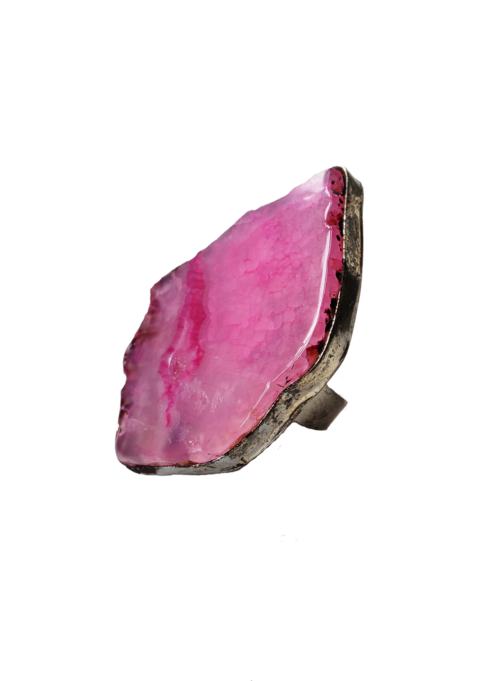 Edge of the Moon Dyed Agate Slice Ring