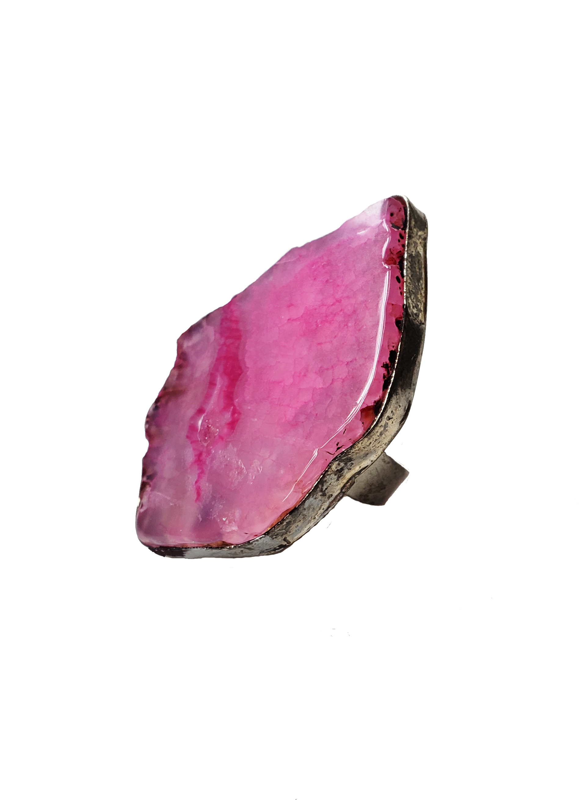 Edge of the Moon Dyed Agate Slice Ring