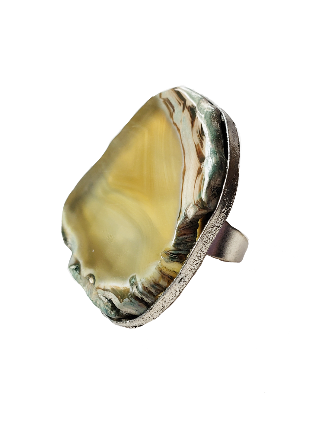 Edge of the Moon Dyed Agate Slice Ring