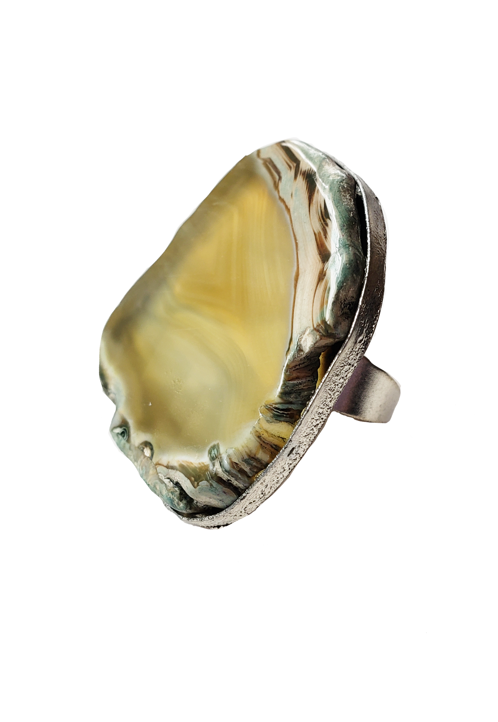 Edge of the Moon Dyed Agate Slice Ring