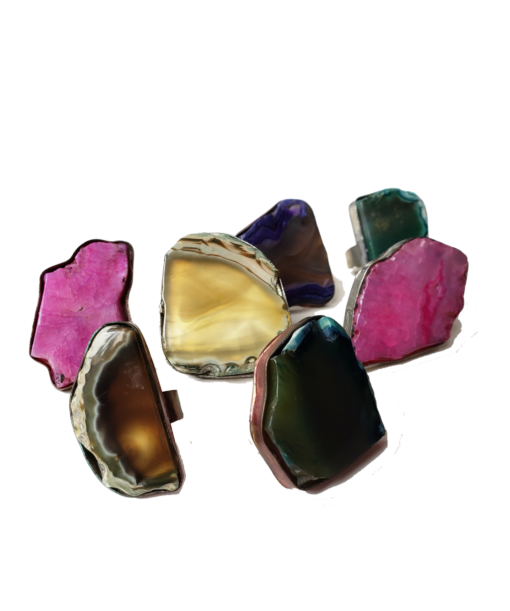 Edge of the Moon Dyed Agate Slice Ring