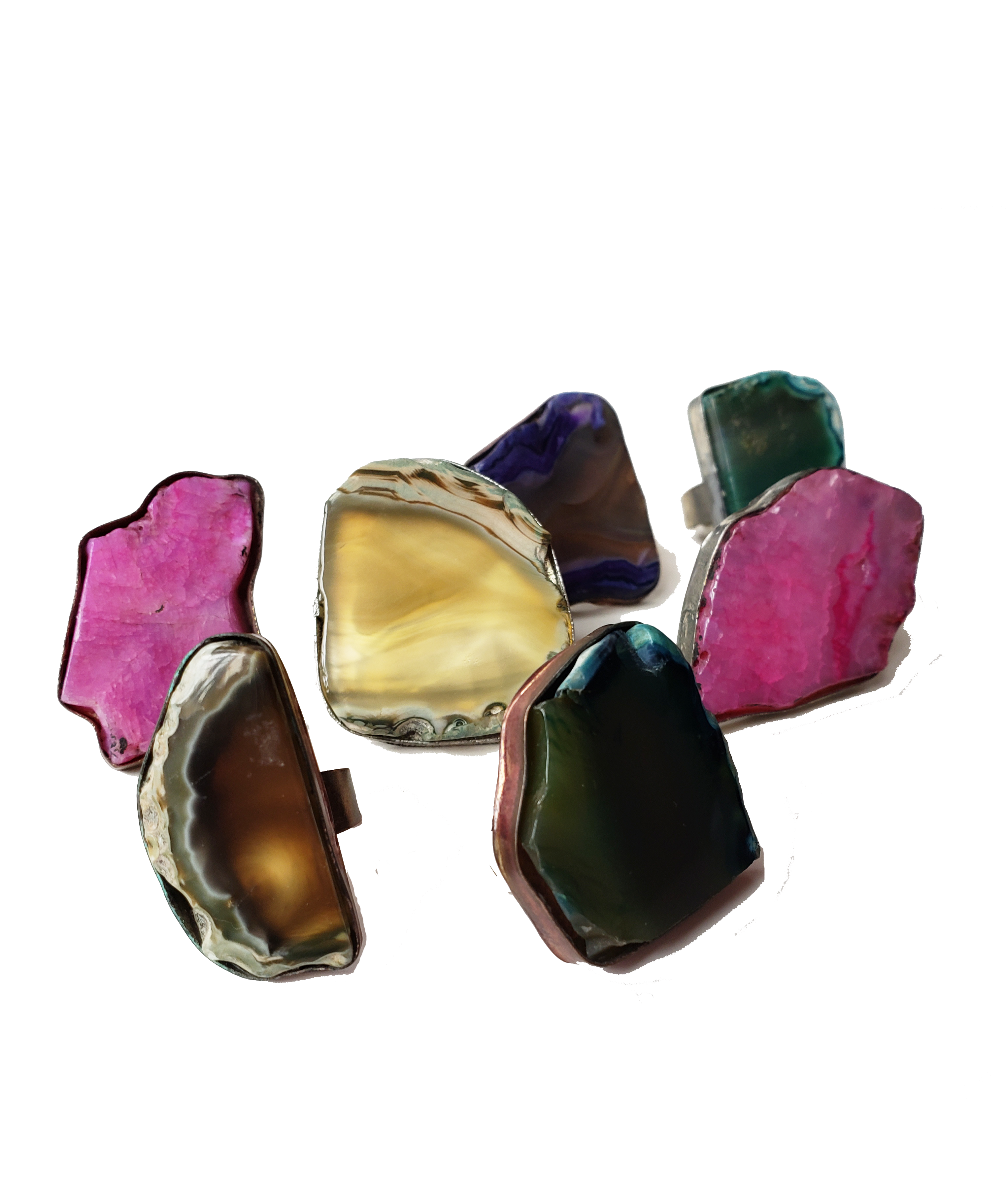 Edge of the Moon Dyed Agate Slice Ring