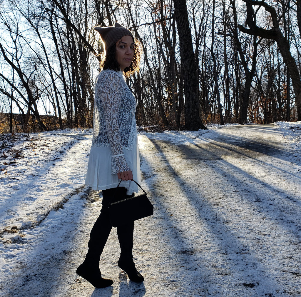 Vintage Audrey Matte Black Snap Handbag