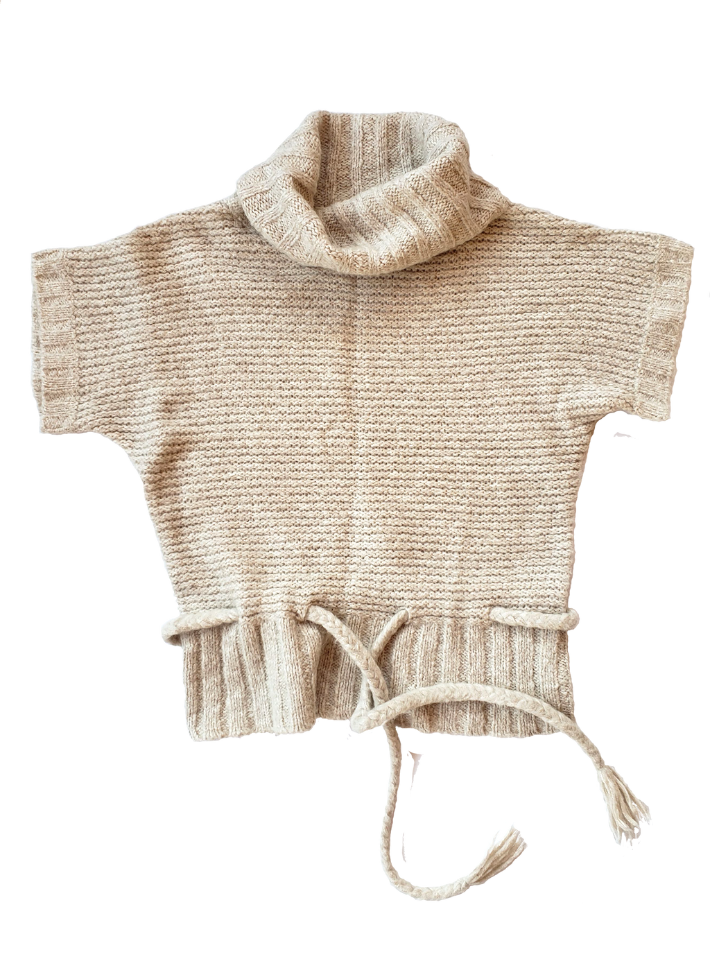 Creamy Smooth Cowel Neck Tie Waist Sweater