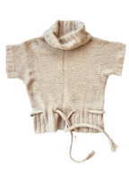 Creamy Smooth Cowel Neck Tie Waist Sweater