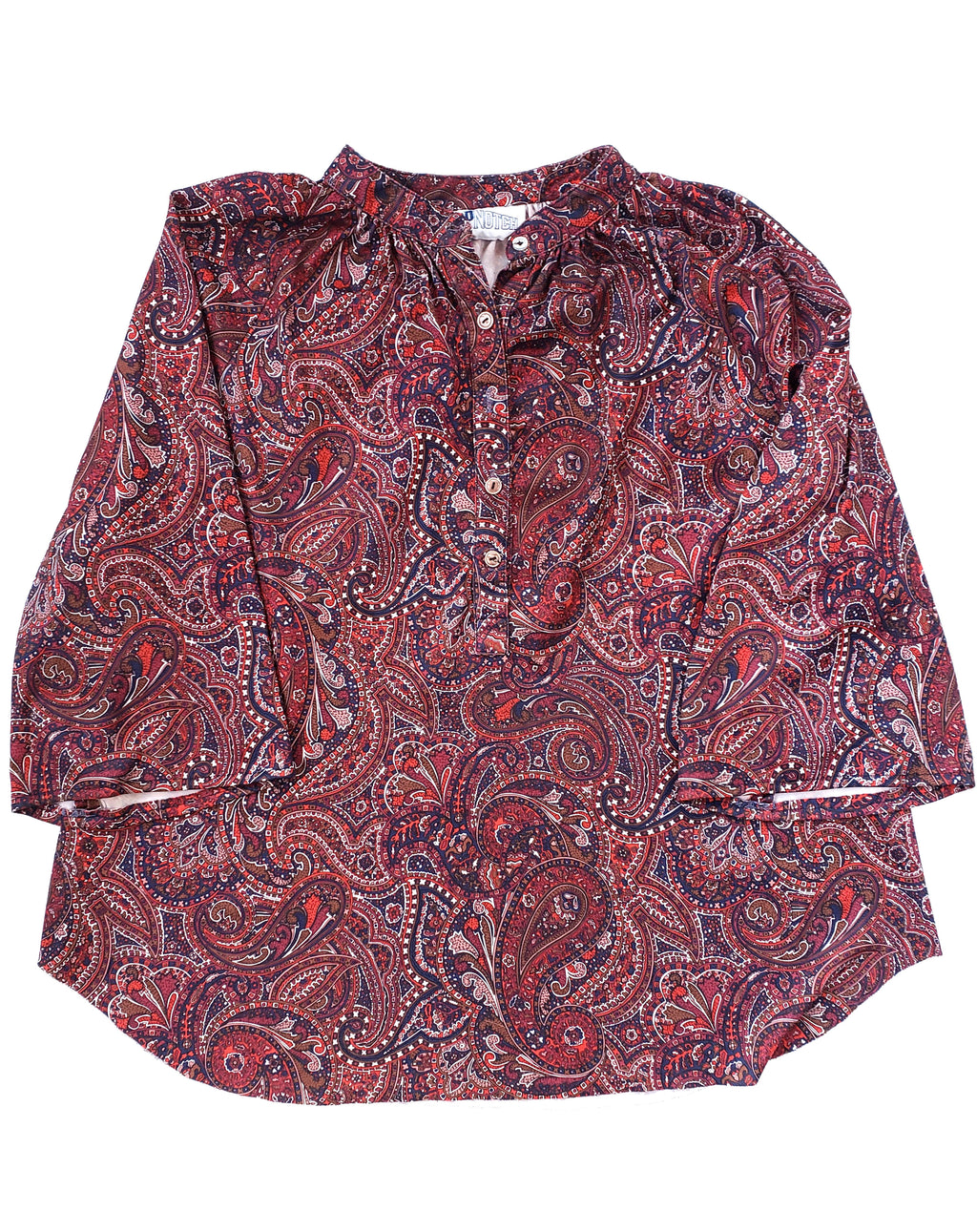 Vintage 70s Red/Blue Paisley Boho Top