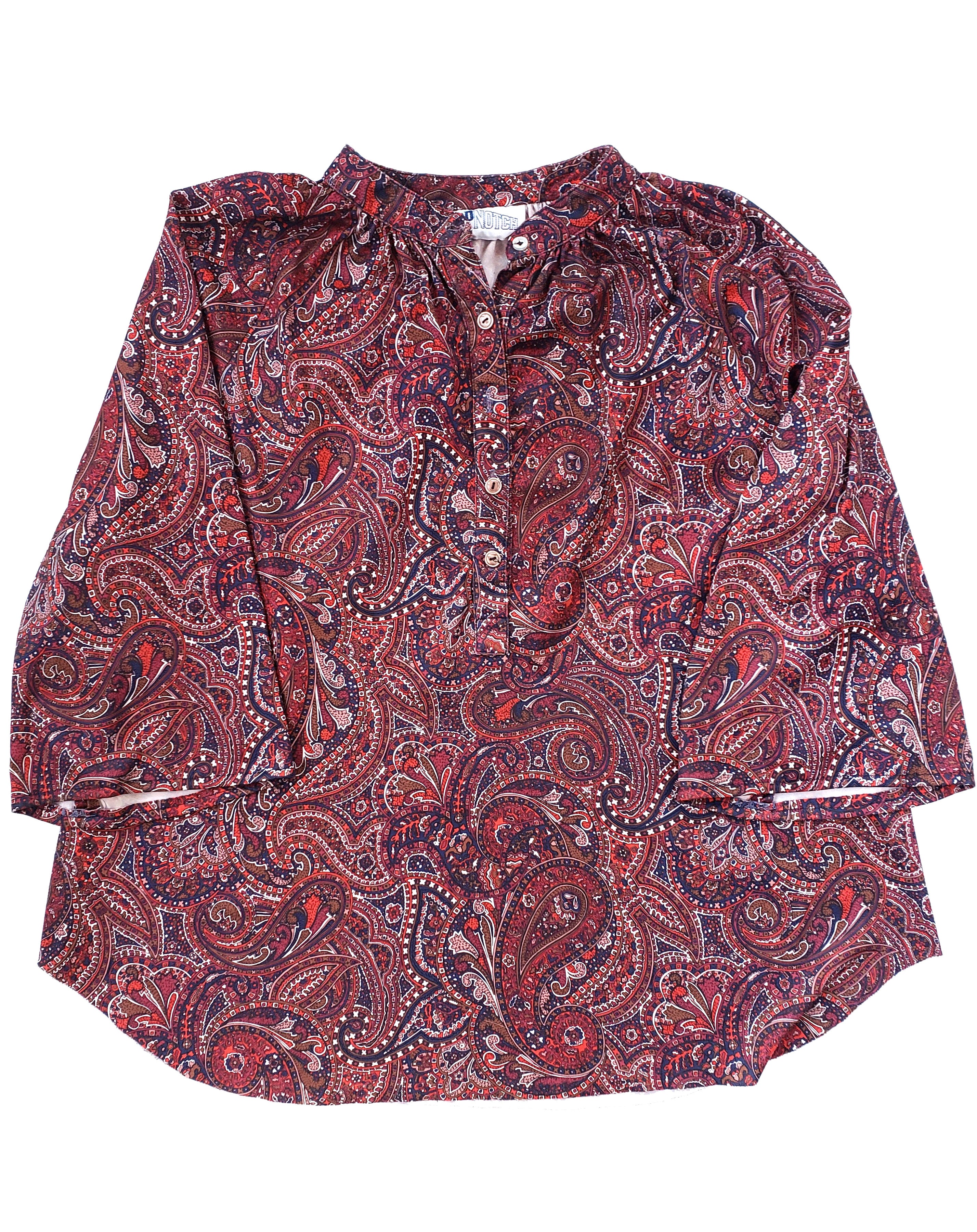 Vintage 70s Red/Blue Paisley Boho Top