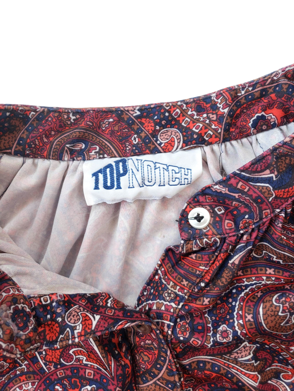 Vintage 70s Red/Blue Paisley Boho Top