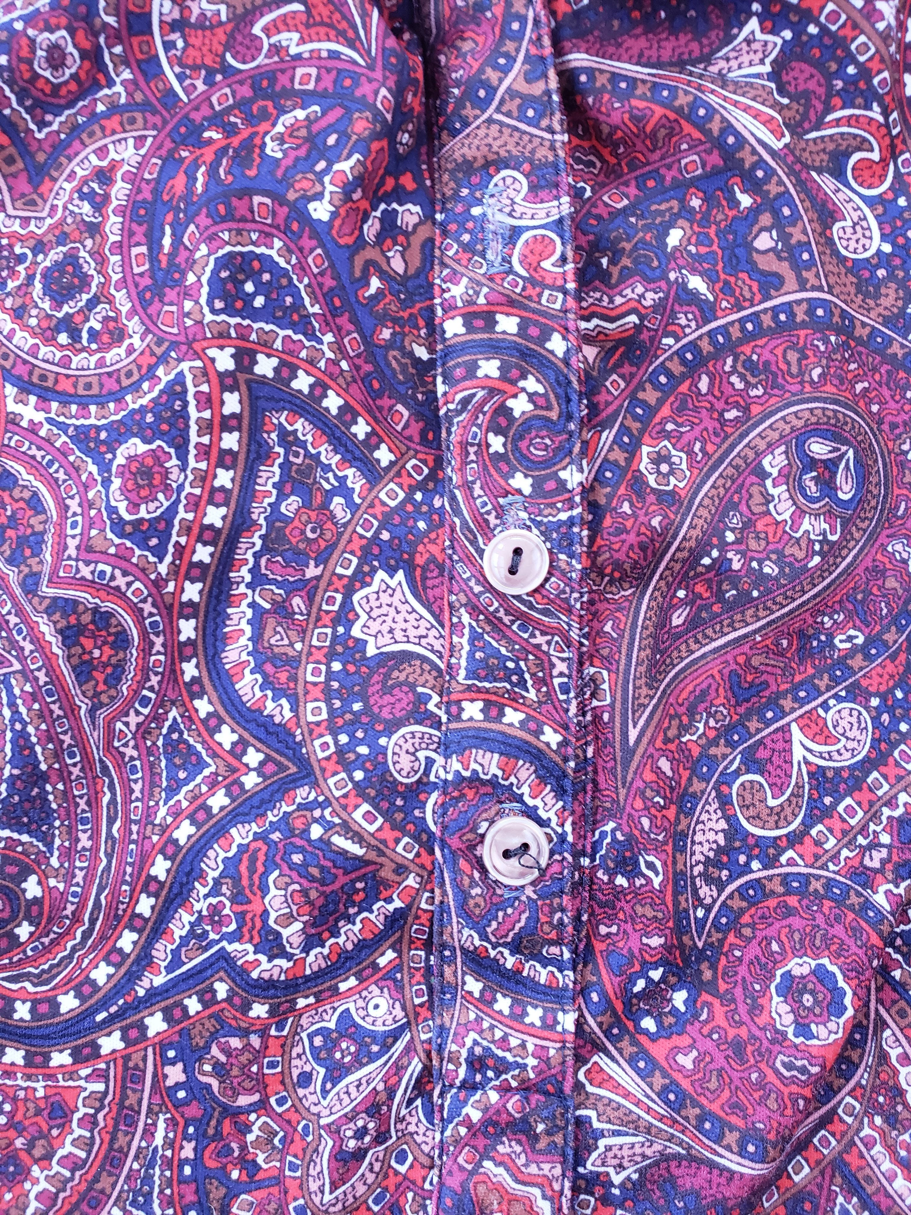 Vintage 70s Red/Blue Paisley Boho Top