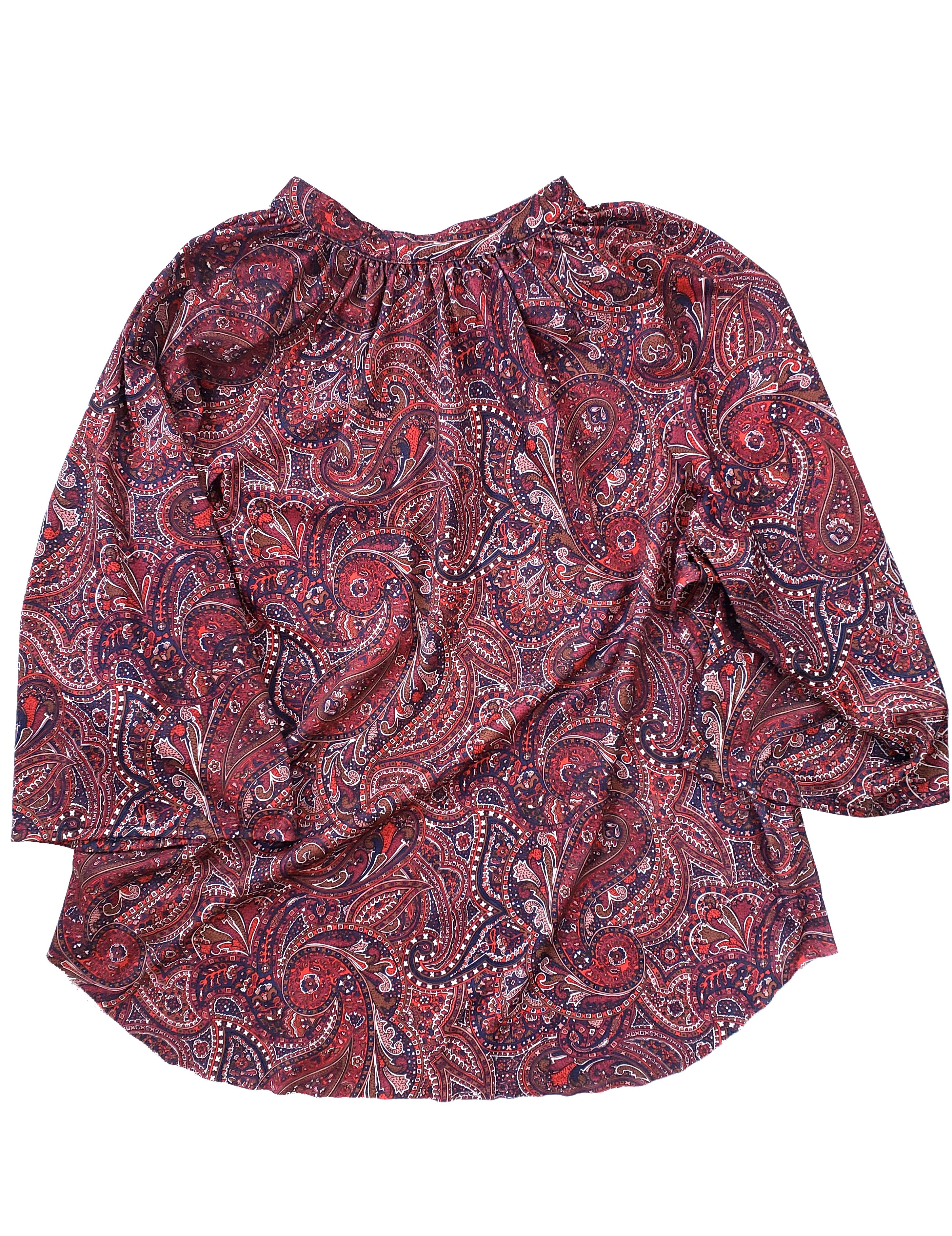 Vintage 70s Red/Blue Paisley Boho Top