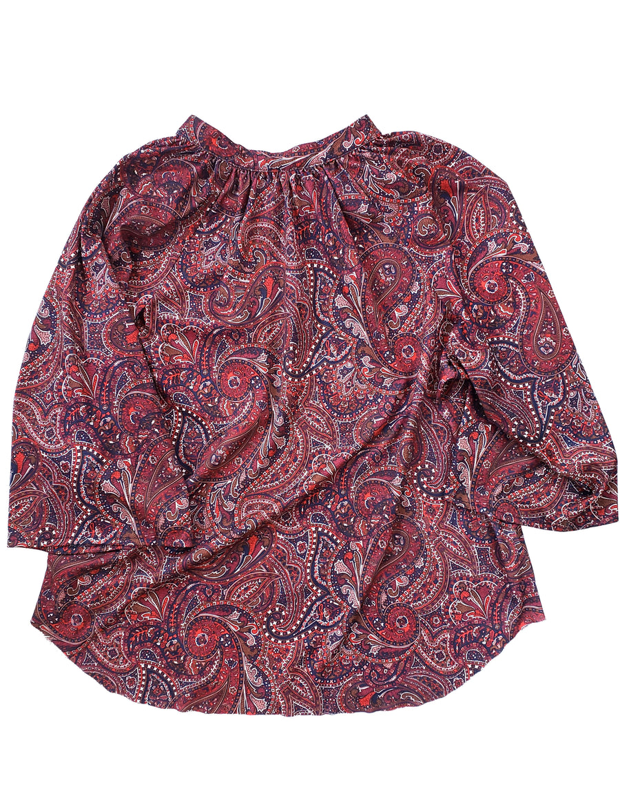Vintage 70s Red/Blue Paisley Boho Top