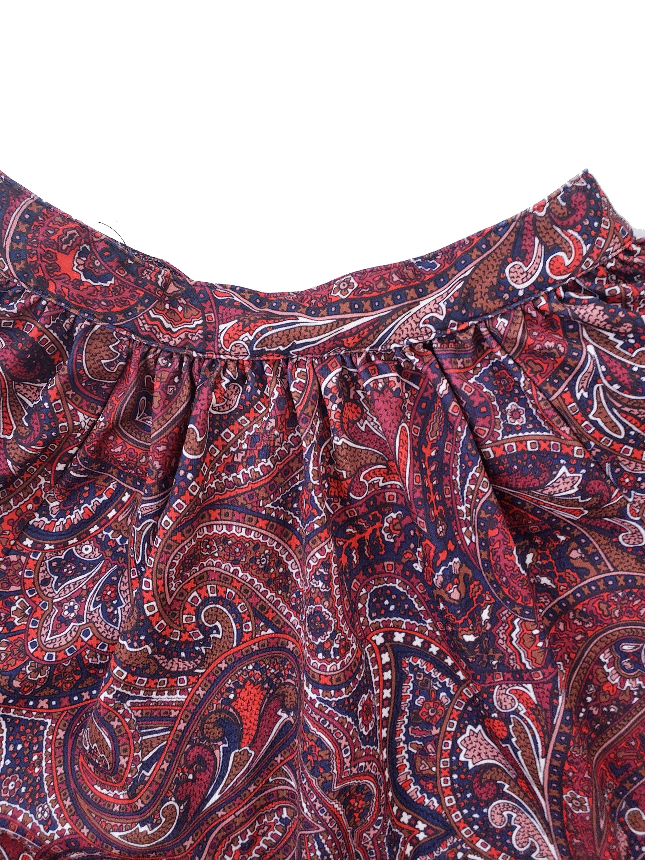 Vintage 70s Red/Blue Paisley Boho Top