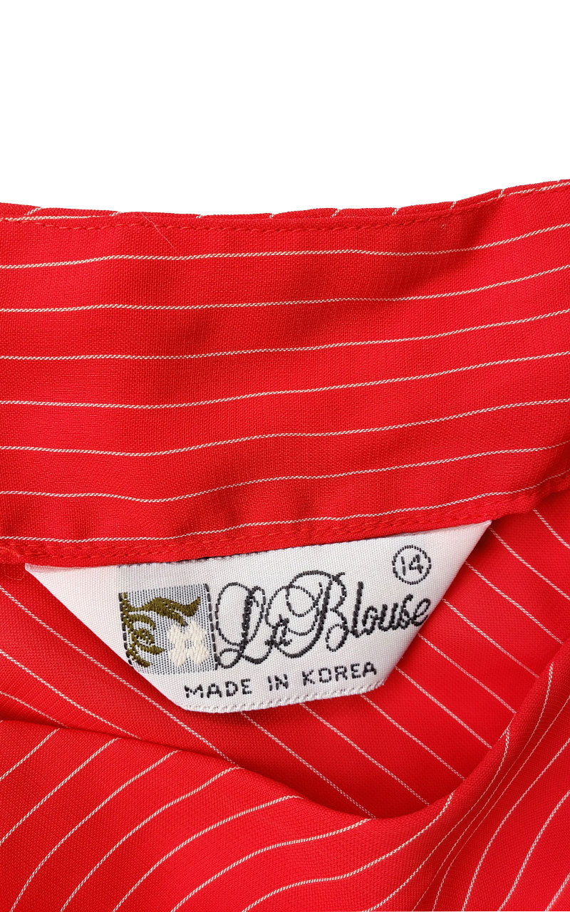Vintage Red Pinstriped La Blouse