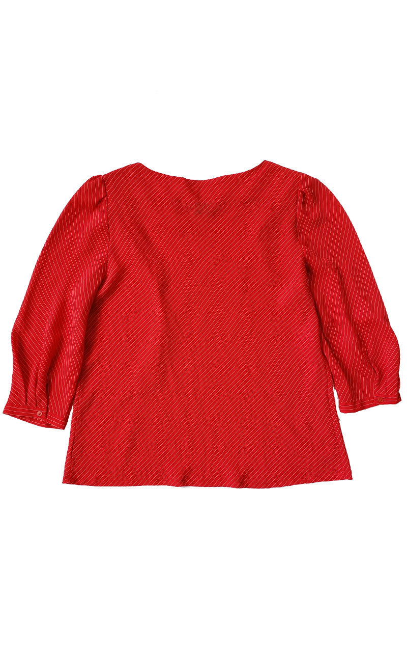 Vintage Red Pinstriped La Blouse