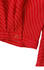 Vintage Red Pinstriped La Blouse