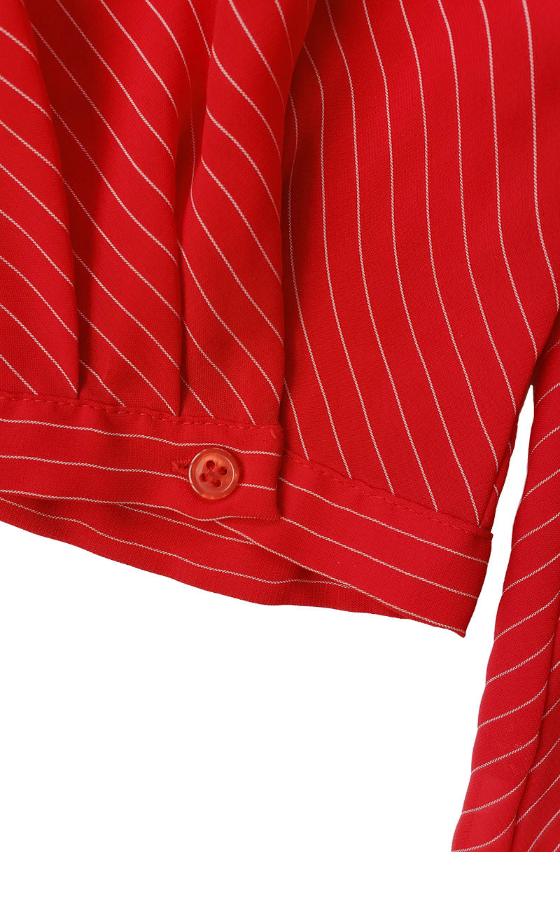 Vintage Red Pinstriped La Blouse