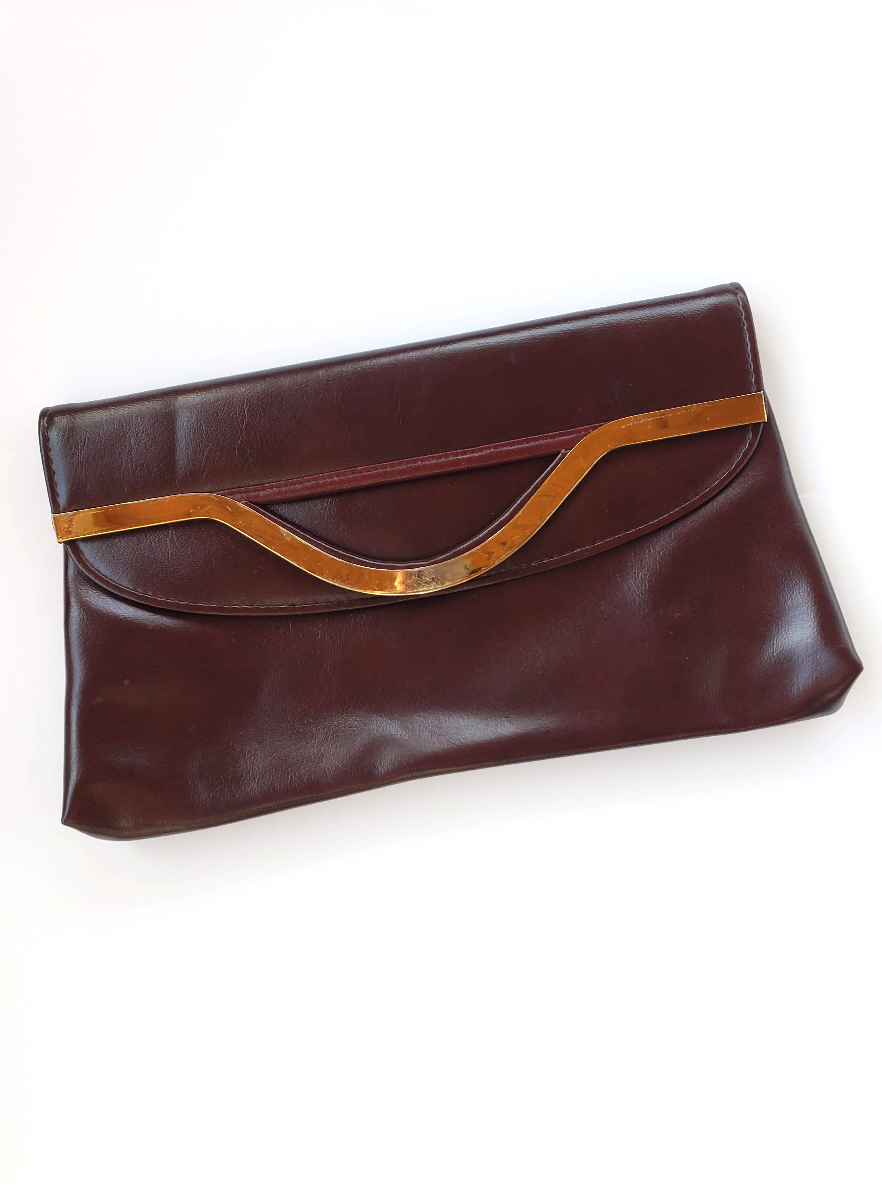 Vintage Farrah 70s Merlot Leather Clutch
