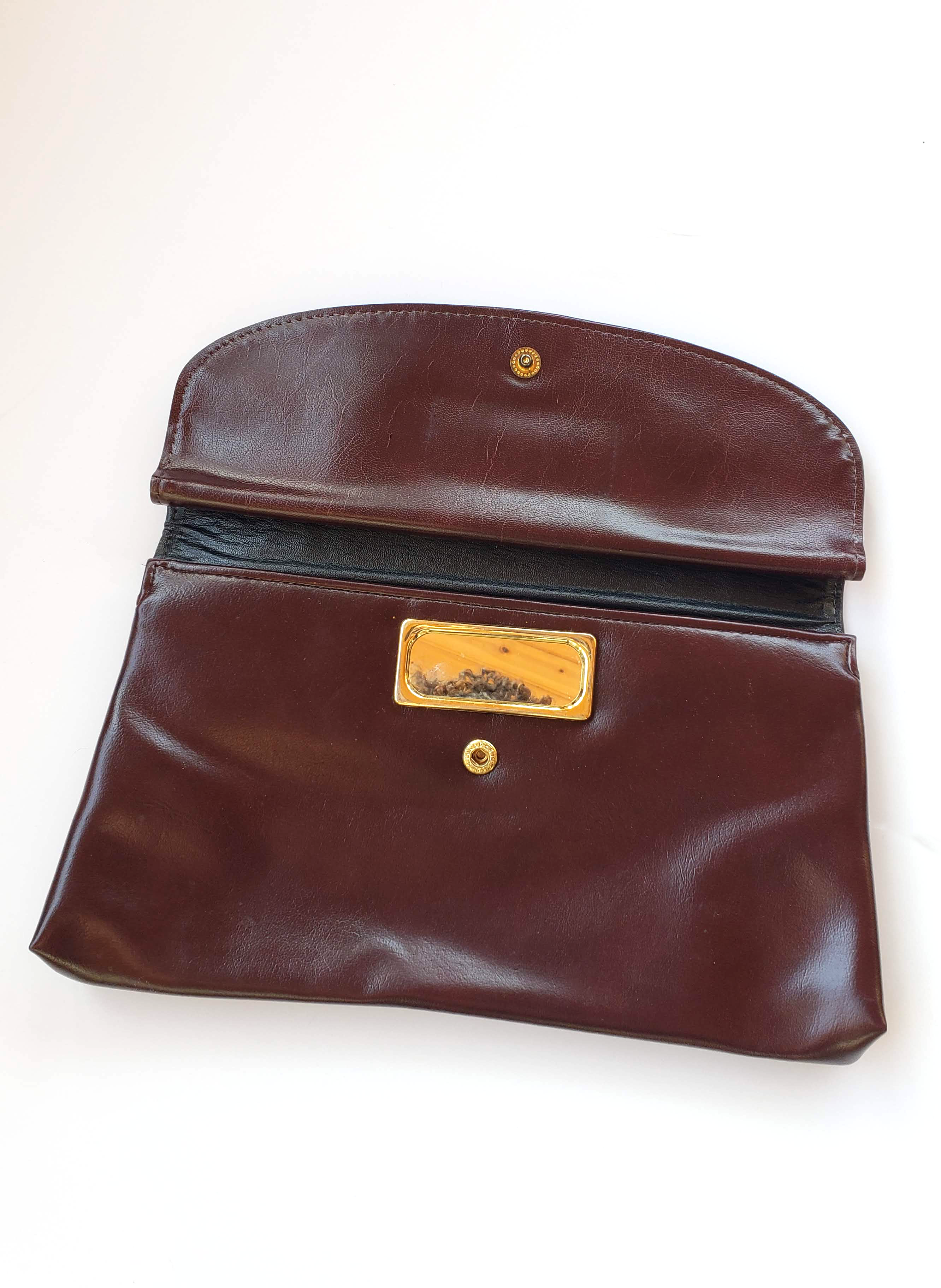 Vintage Farrah 70s Merlot Leather Clutch