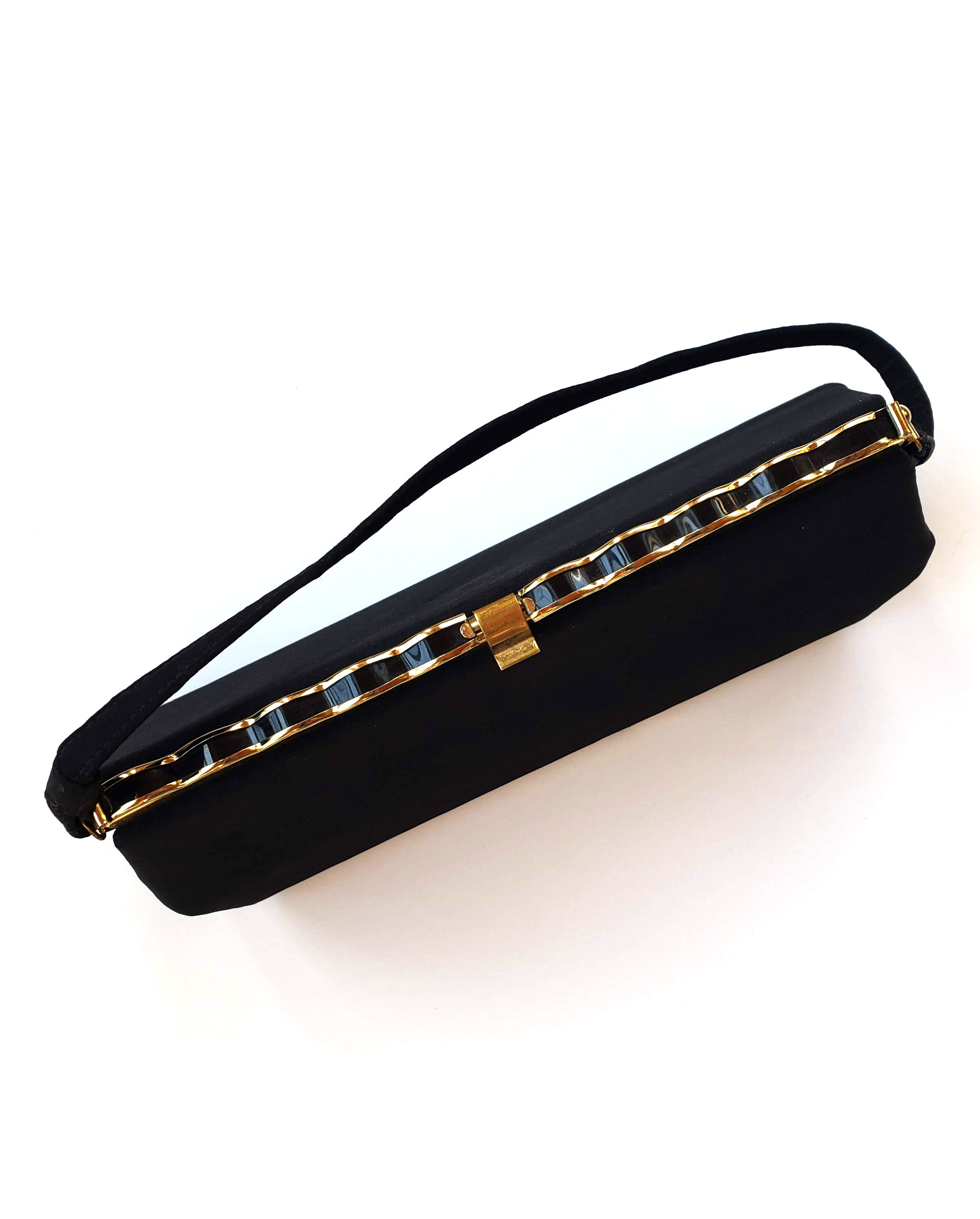 Vintage Audrey Matte Black Snap Handbag