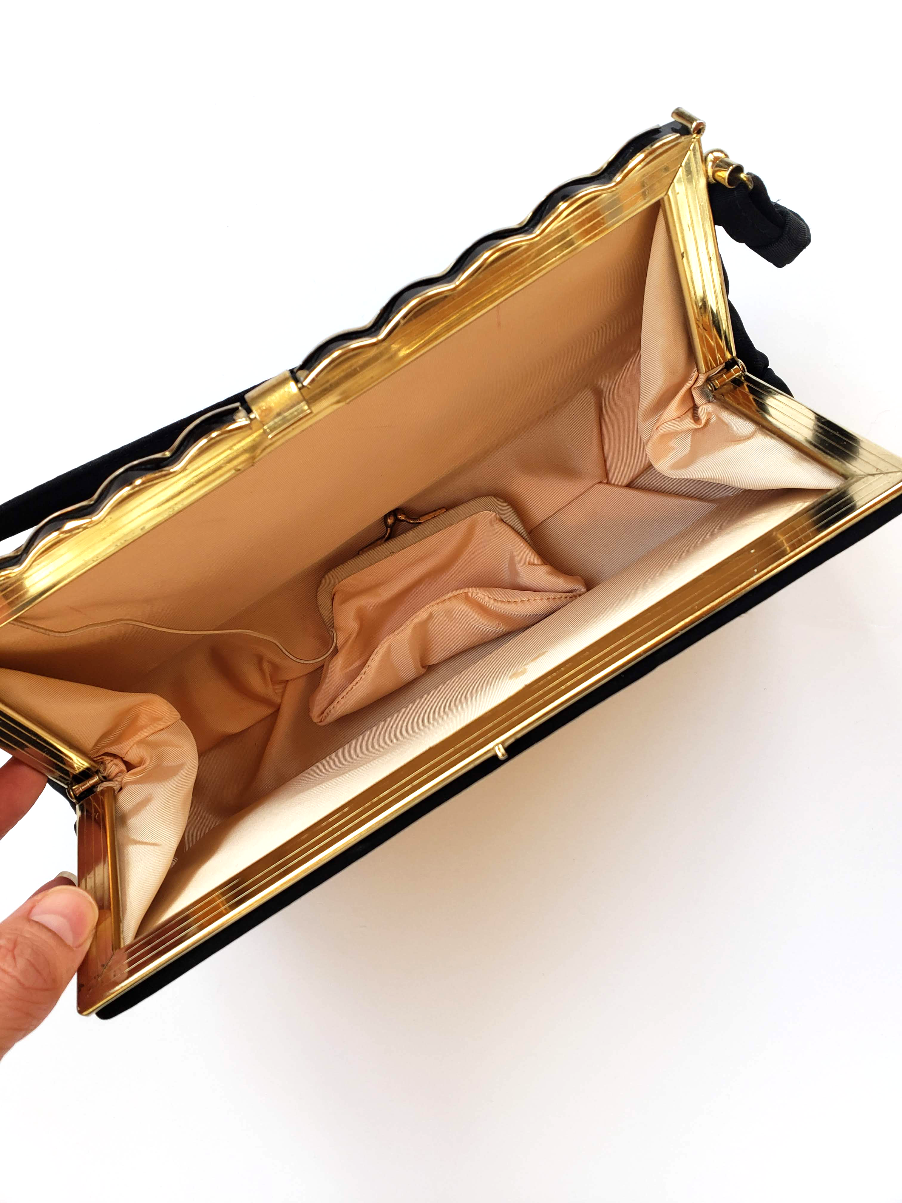 Vintage Audrey Matte Black Snap Handbag