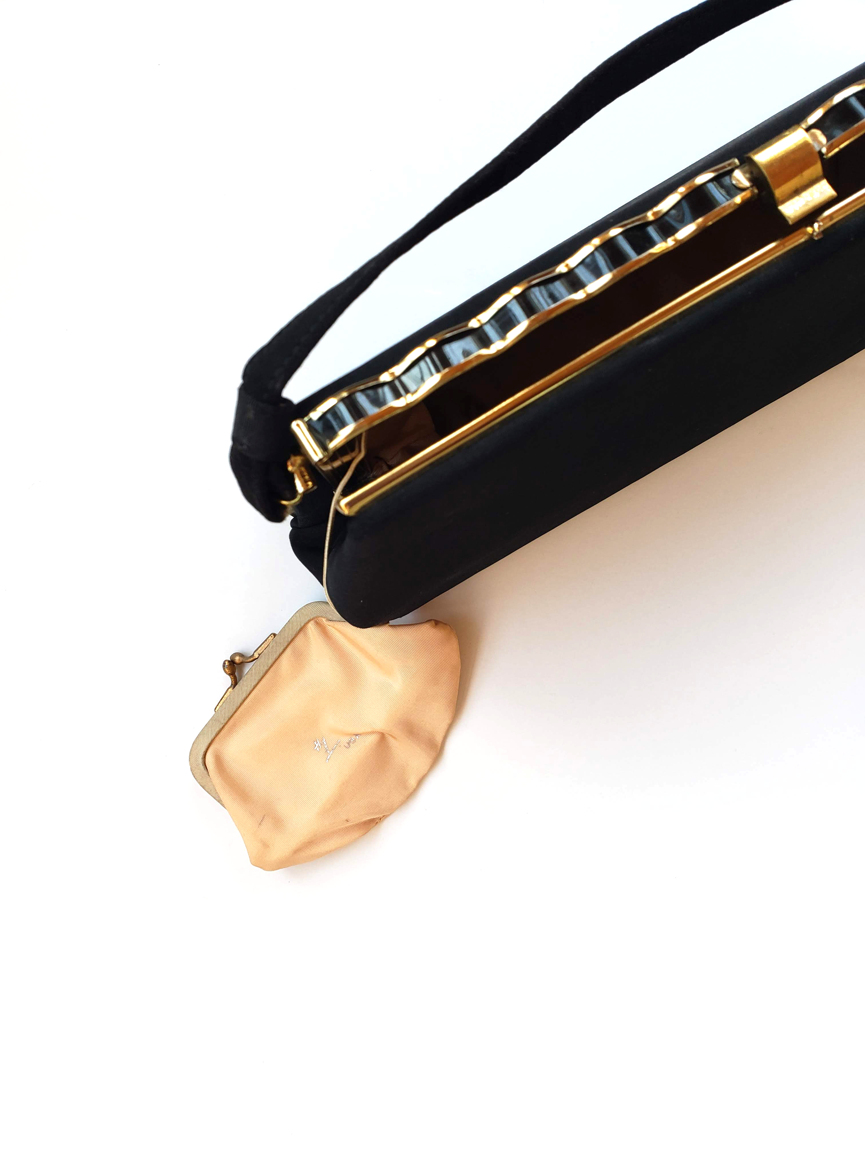 Vintage Audrey Matte Black Snap Handbag