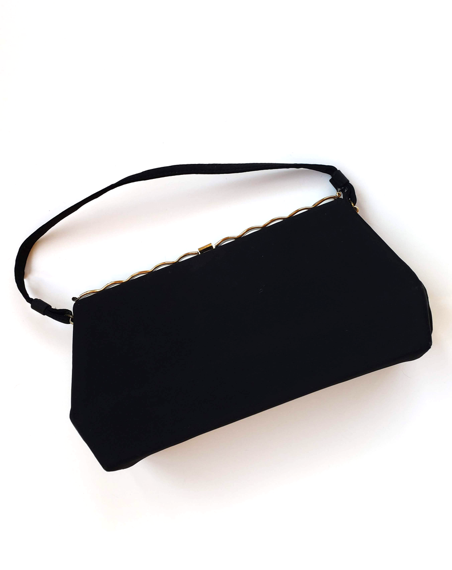 Vintage Audrey Matte Black Snap Handbag