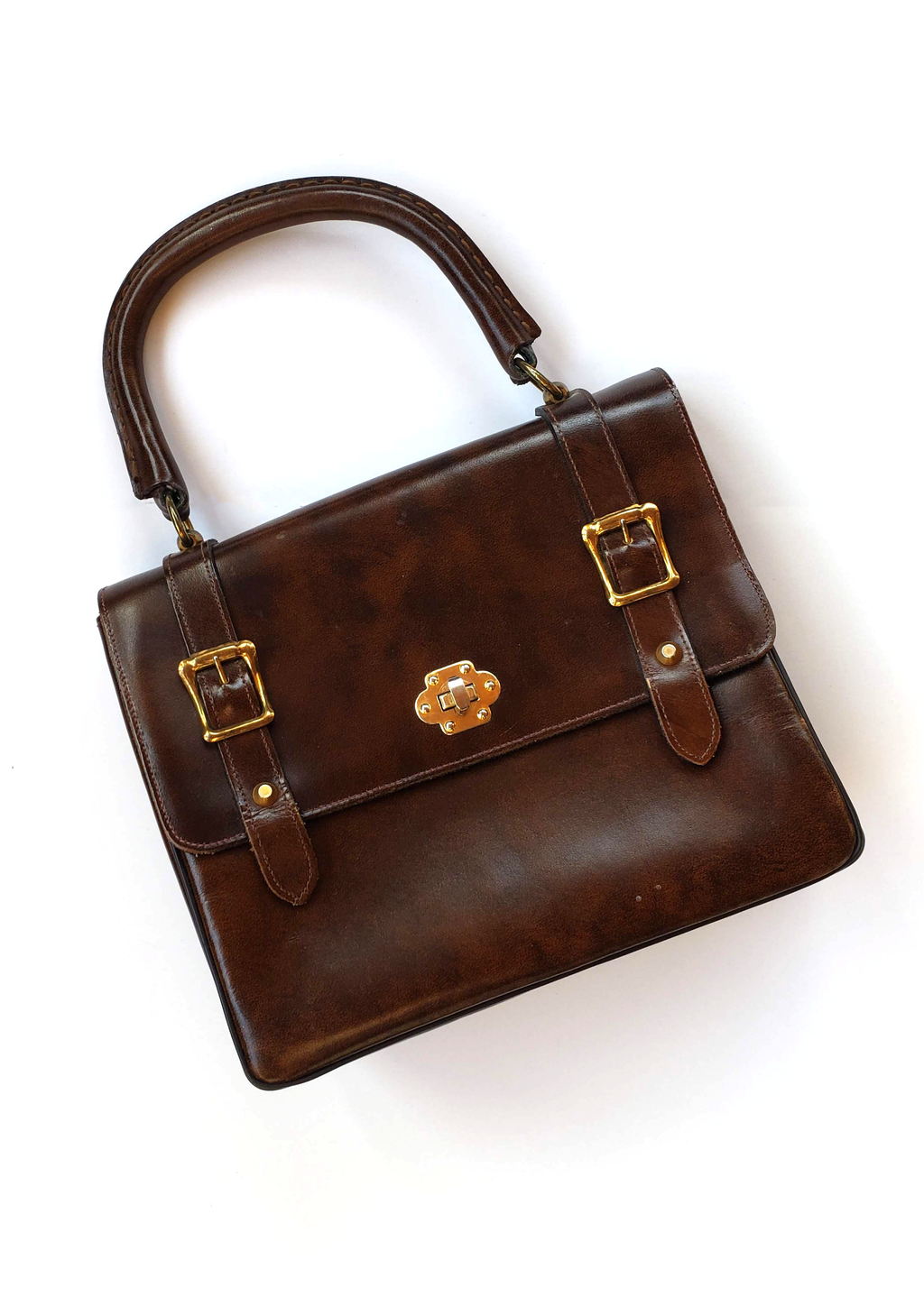 Vintage Lesco Lona 1960s Chocolate Leather Handbag