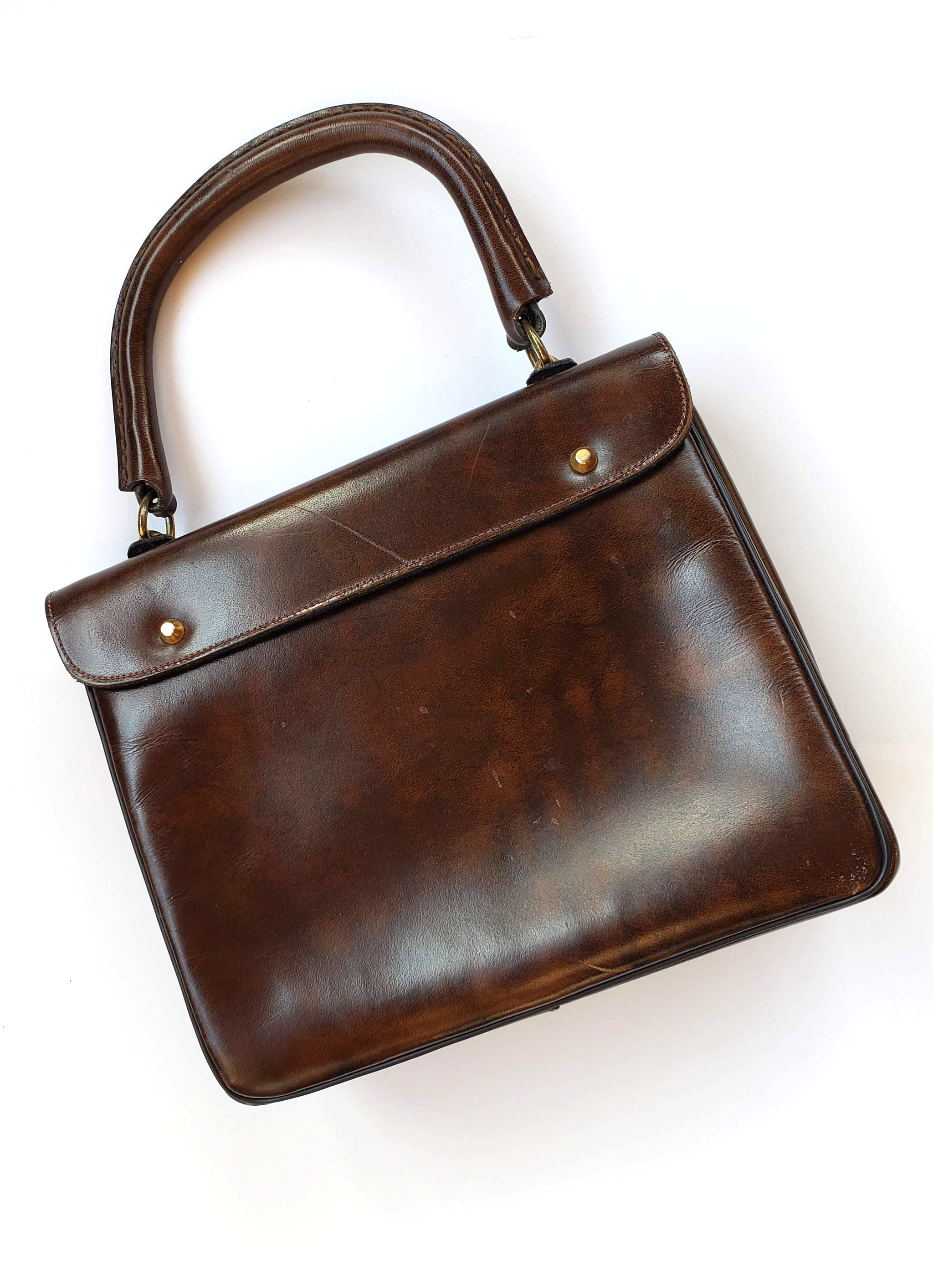 Vintage Lesco Lona 1960s Chocolate Leather Handbag - Style a Go-Go
