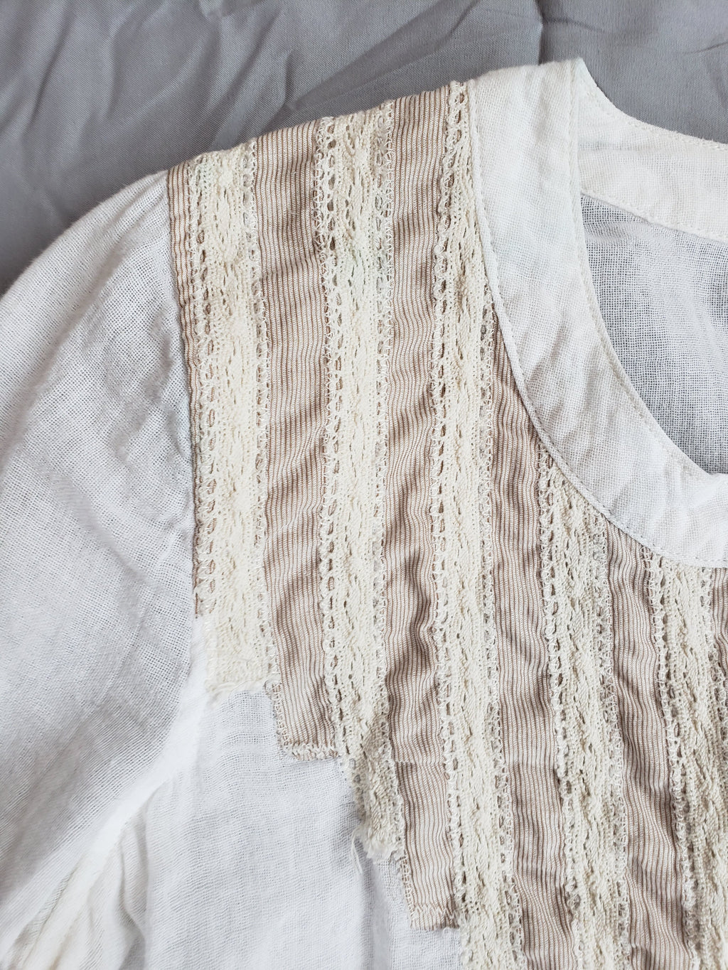 Free People Gauze Lace Trimmed Tunic w/ Brass Buttons