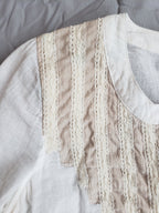 Free People Gauze Lace Trimmed Tunic w/ Brass Buttons