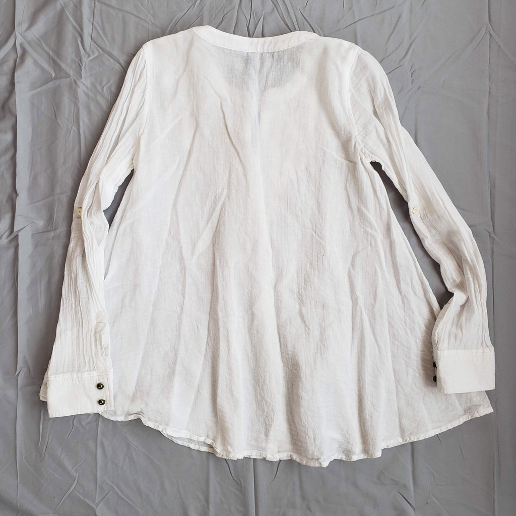 Free People Gauze Lace Trimmed Tunic w/ Brass Buttons