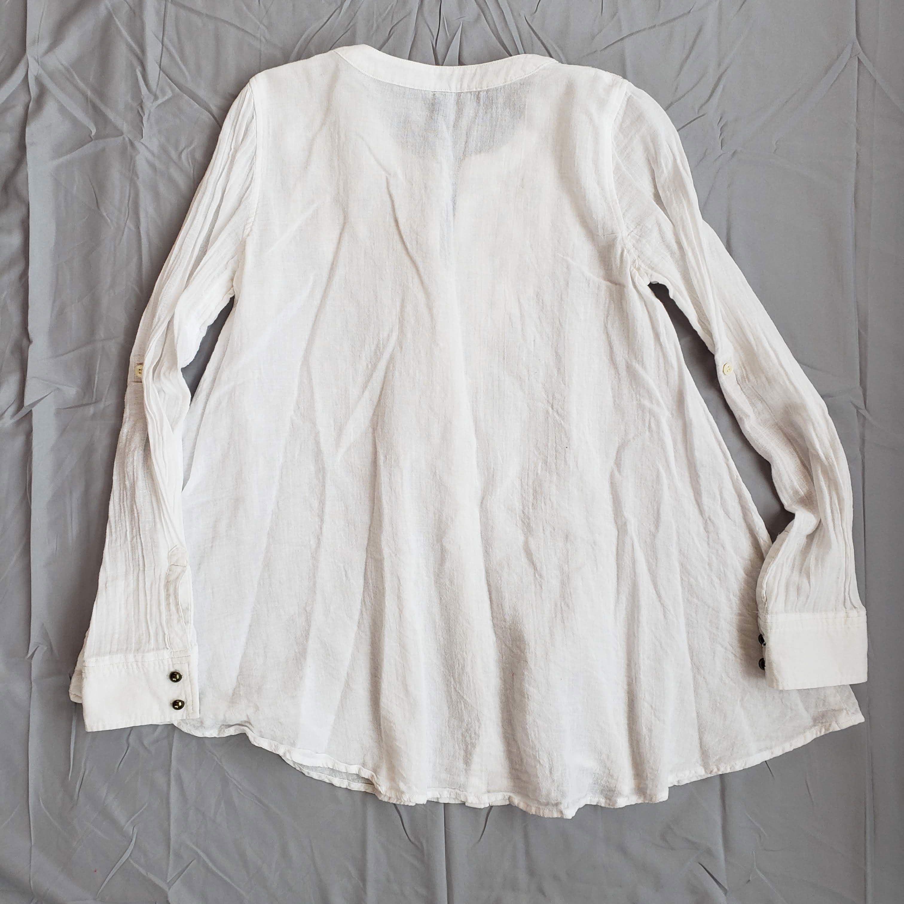 Free People Gauze Lace Trimmed Tunic w/ Brass Buttons