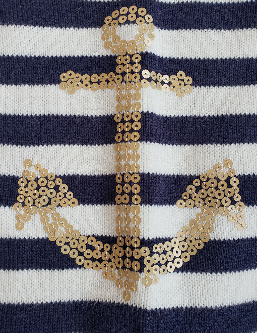 Nautica Anchor Sweater with Tulle Hem - Navy/Cream Striped