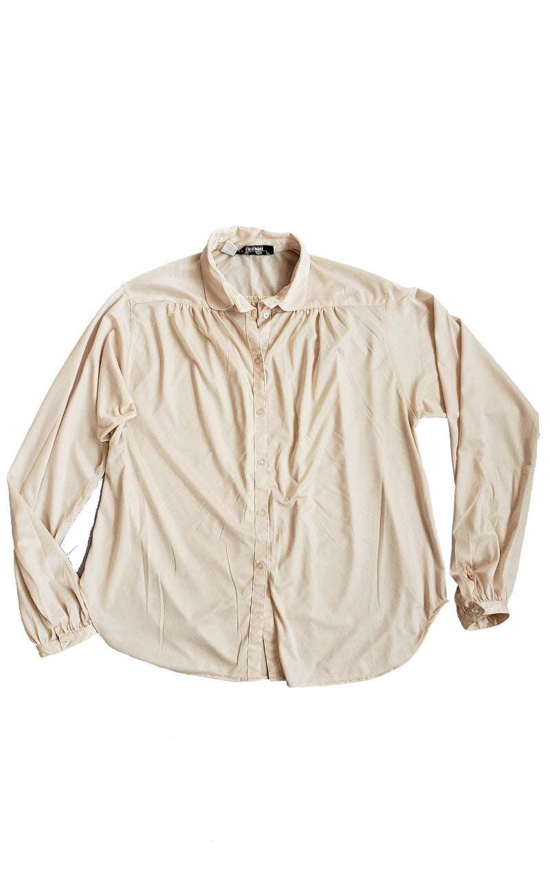 Vintage 70s Henri Pierre Taupe Blouse