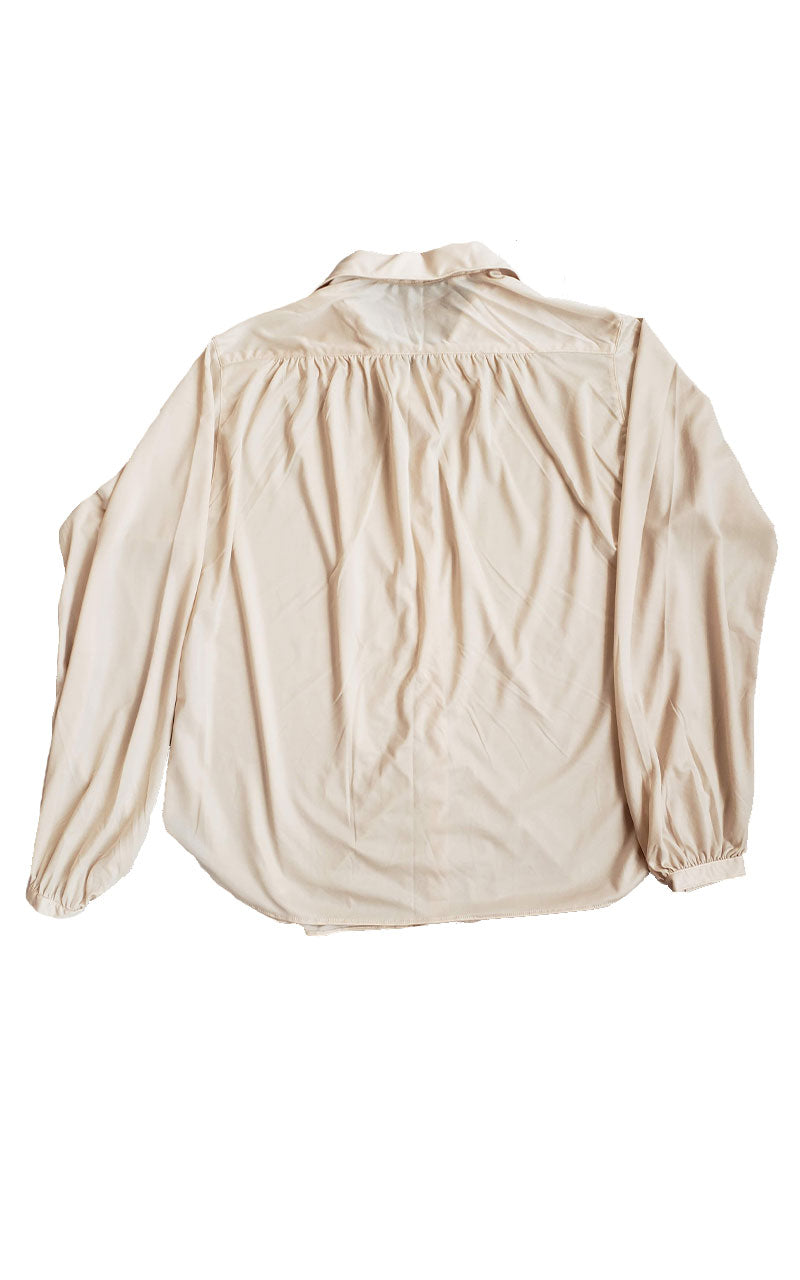 Vintage 70s Henri Pierre Taupe Blouse