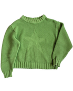 Liz Claiborne 100% Cotton Bright Green Star Sweater
