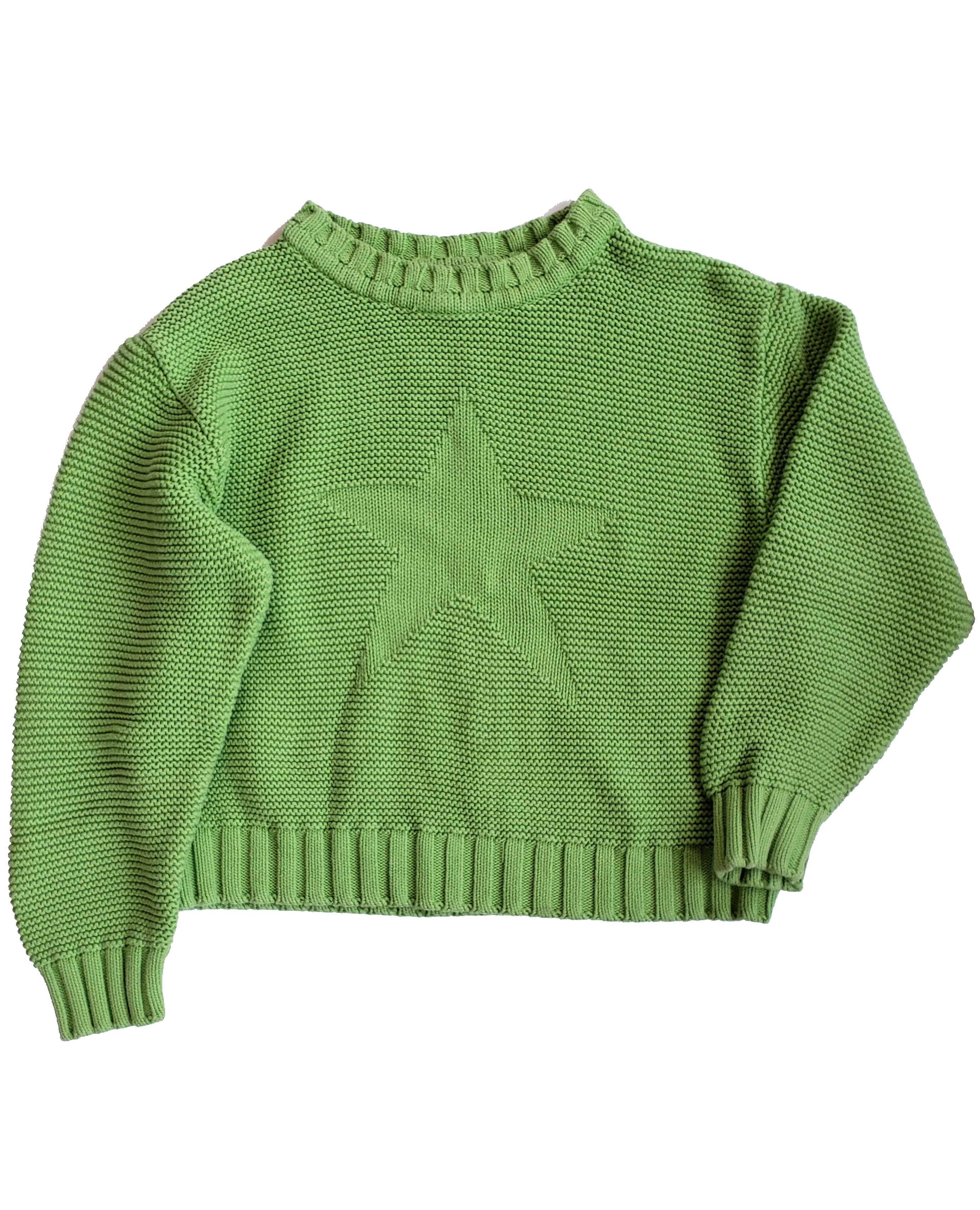Liz Claiborne 100% Cotton Bright Green Star Sweater