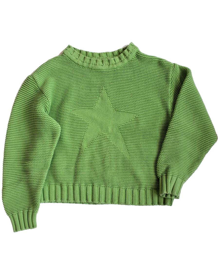 Liz Claiborne 100% Cotton Bright Green Star Sweater