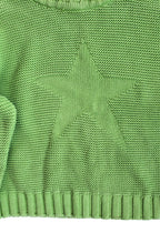 Liz Claiborne 100% Cotton Bright Green Star Sweater