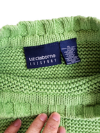 Liz Claiborne 100% Cotton Bright Green Star Sweater