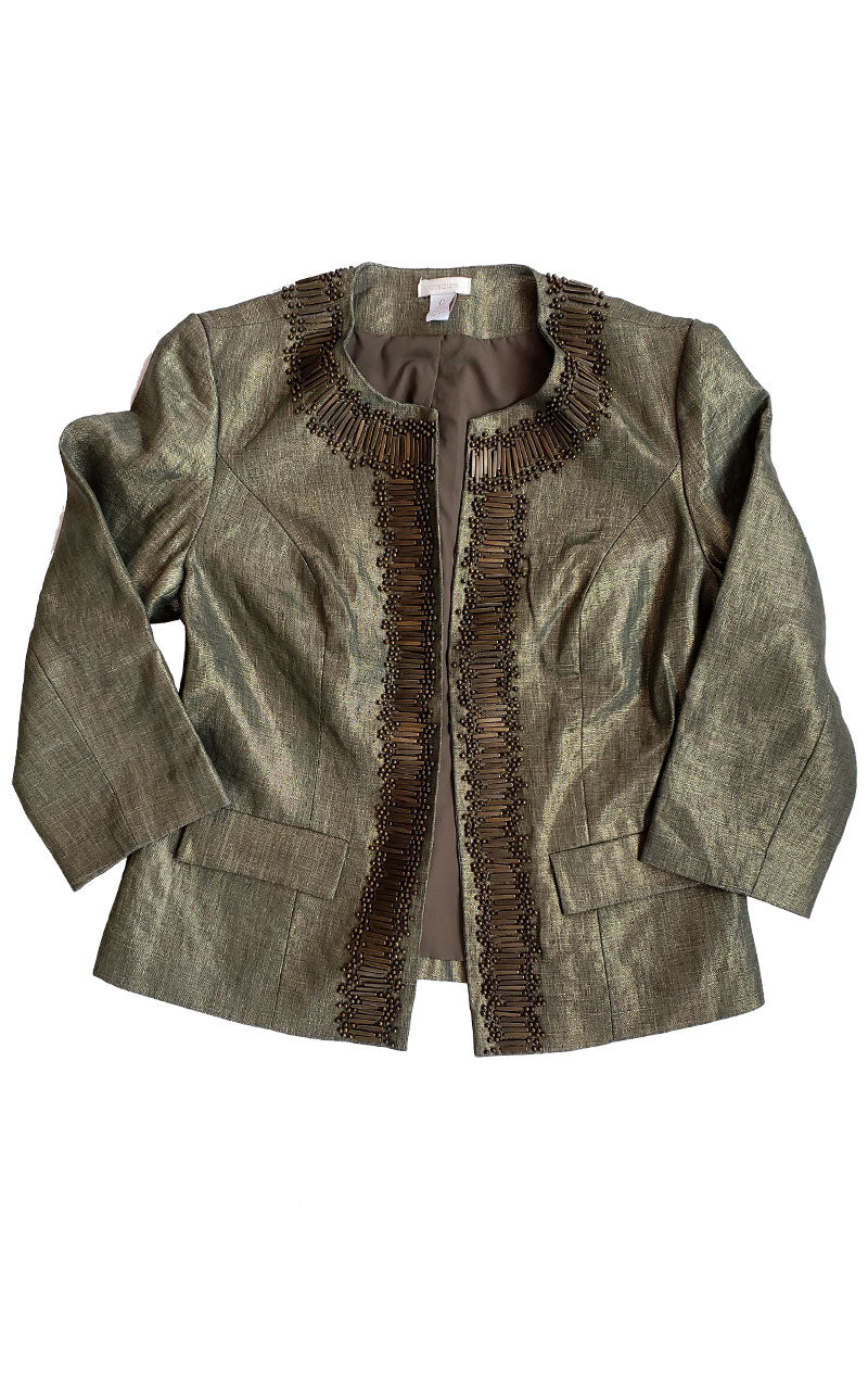 Chico's Metallic Beaded Cropped Jacket