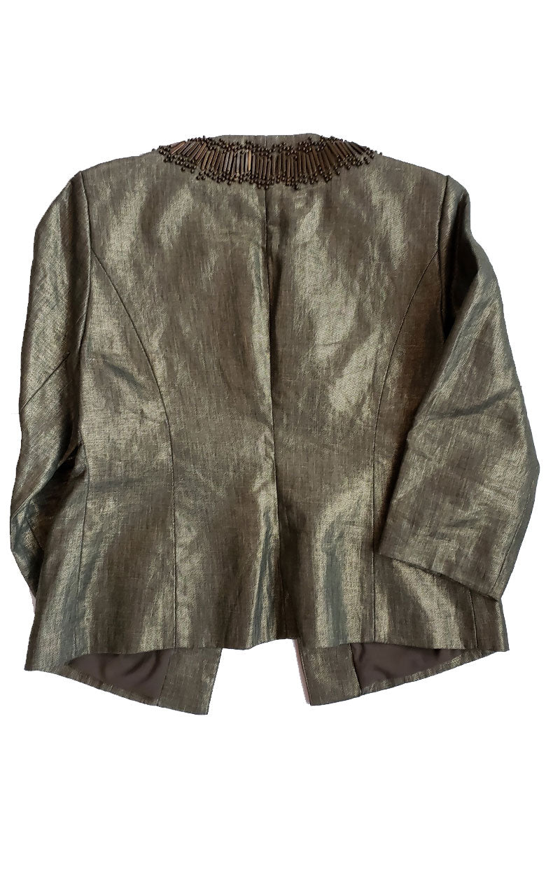 Chico's Metallic Beaded Cropped Jacket