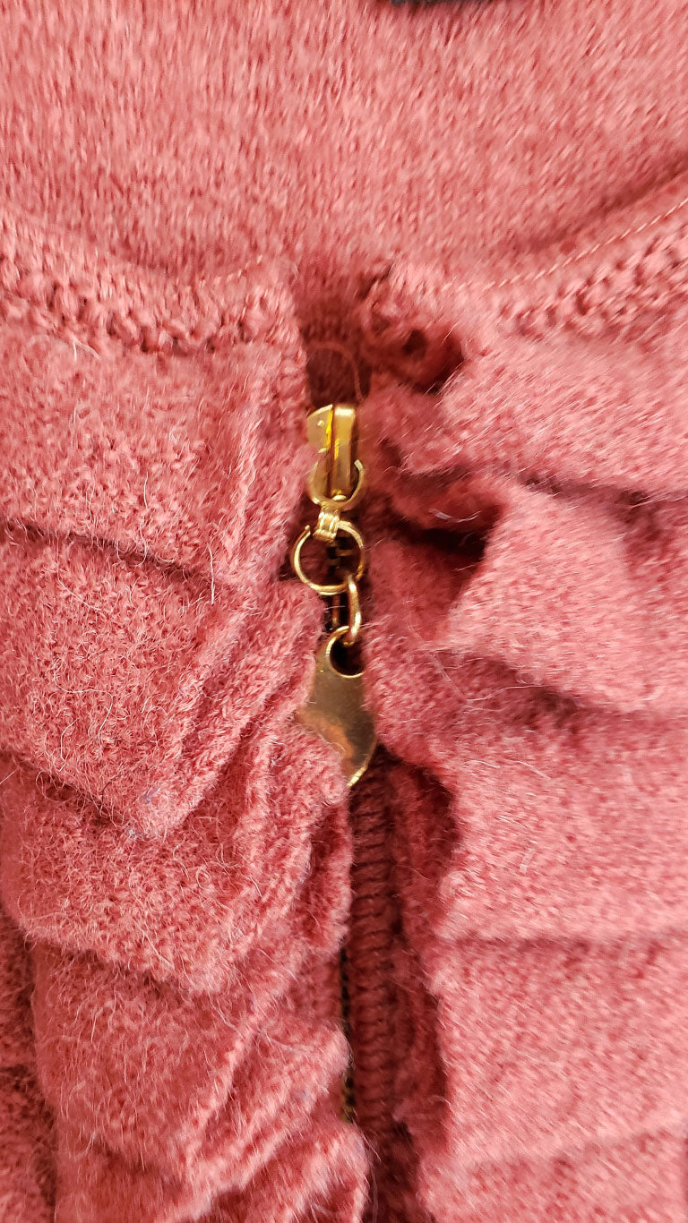 Vintage Boucle Wool Ruffle Sweater Jacket