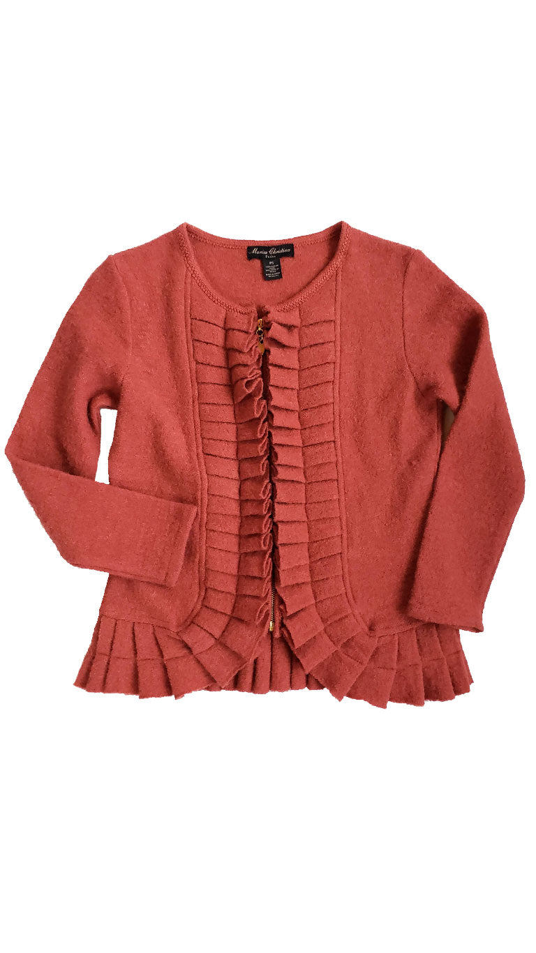 Vintage Boucle Wool Ruffle Sweater Jacket