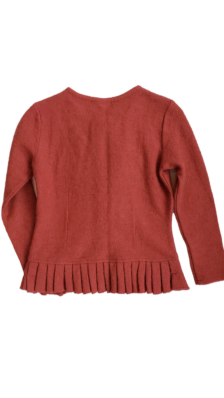 Vintage Boucle Wool Ruffle Sweater Jacket