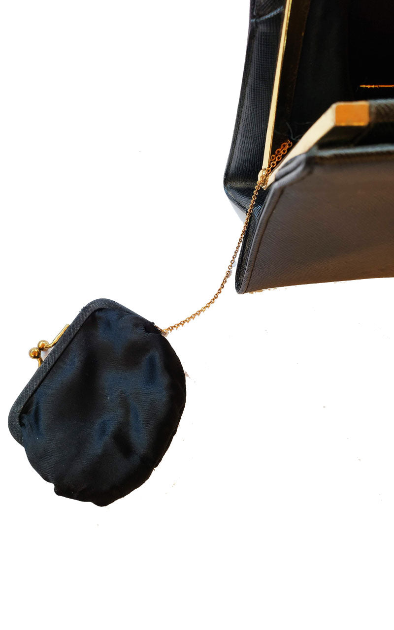 Vintage 60's Small Black Handbag