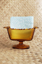 Vintage 1970's Amber Glass Footed Dish