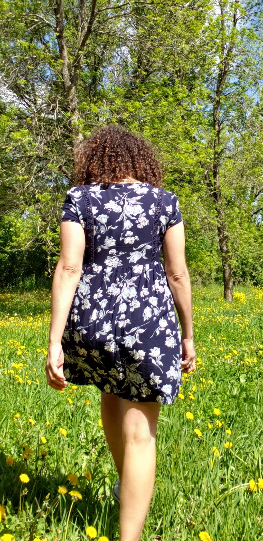 Vintage 90s Sadie Robertson Navy Floral Buttondown Mini Dress