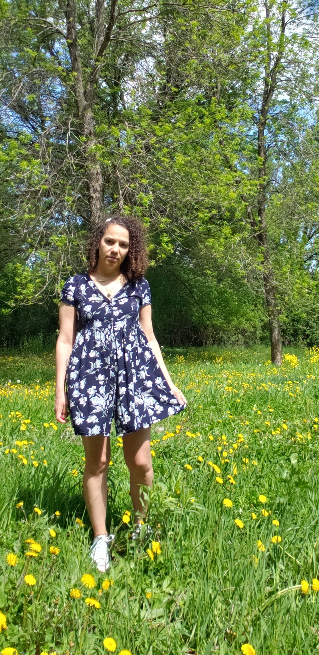 Vintage 90s Sadie Robertson Navy Floral Buttondown Mini Dress