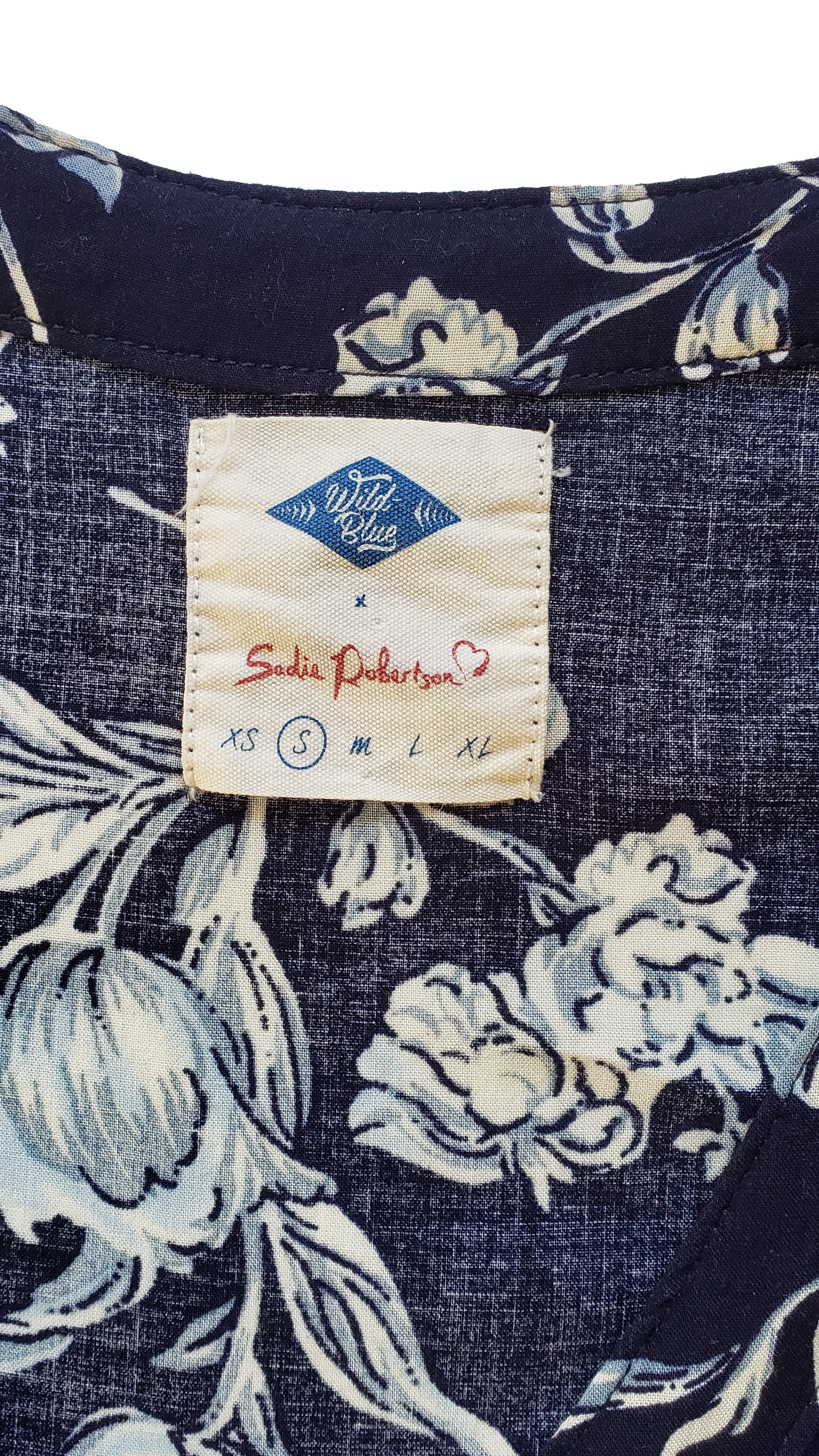 Vintage 90s Sadie Robertson Navy Floral Buttondown Mini Dress